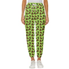 Cute Deer Pattern Green Cropped Drawstring Pants