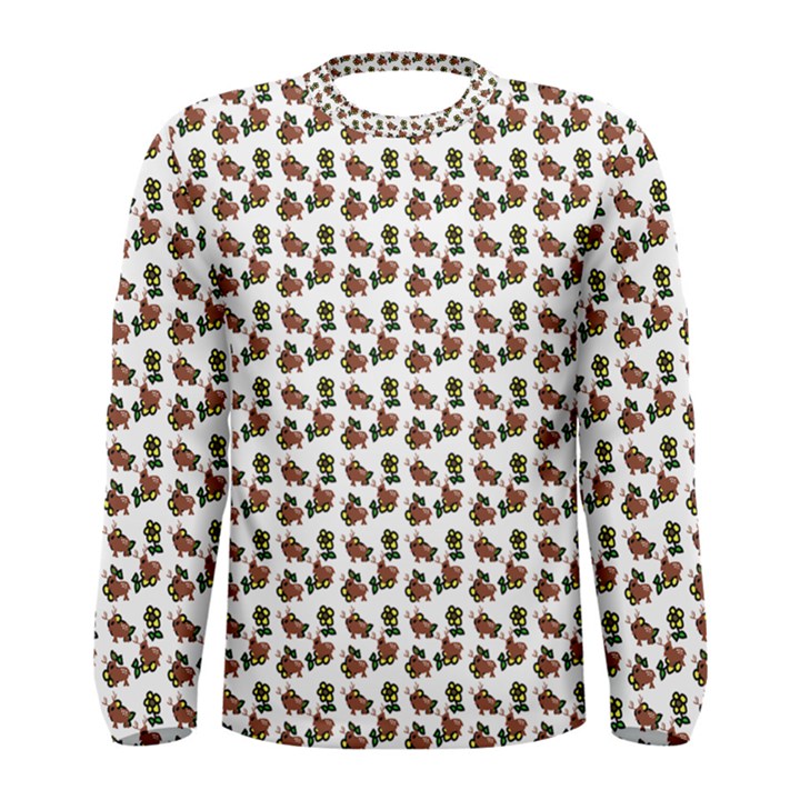 Cute Deer Pattern White Men s Long Sleeve Tee