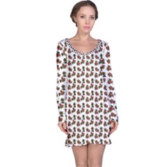 Cute Deer Pattern White Long Sleeve Nightdress by snowwhitegirl