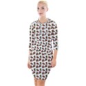 Cute Deer Pattern White Quarter Sleeve Hood Bodycon Dress View1