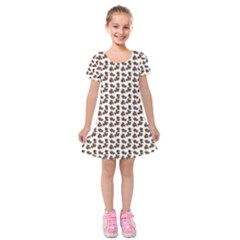 Cute Deer Pattern White Kids  Short Sleeve Velvet Dress