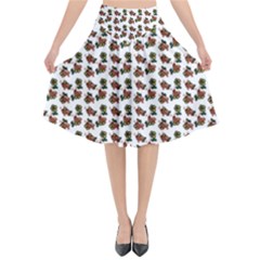 Cute Deer Pattern White Flared Midi Skirt by snowwhitegirl