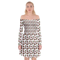 Cute Deer Pattern White Off Shoulder Skater Dress by snowwhitegirl