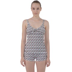 Cute Deer Pattern White Tie Front Two Piece Tankini by snowwhitegirl