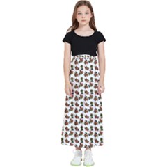 Cute Deer Pattern White Kids  Flared Maxi Skirt by snowwhitegirl