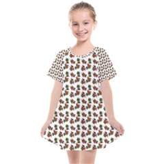 Cute Deer Pattern White Kids  Smock Dress by snowwhitegirl