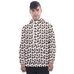 Cute Deer Pattern White Men s Front Pocket Pullover Windbreaker