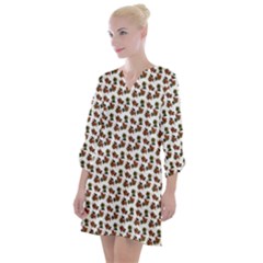 Cute Deer Pattern White Open Neck Shift Dress by snowwhitegirl