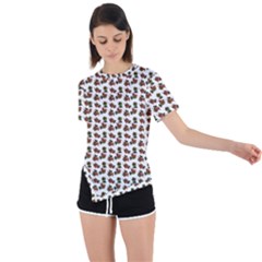 Cute Deer Pattern White Asymmetrical Short Sleeve Sports Tee by snowwhitegirl