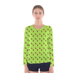 Kawaii Cute Deer Green Women s Long Sleeve Tee