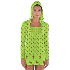 Kawaii Cute Deer Green Long Sleeve Hooded T-shirt by snowwhitegirl