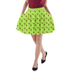 Kawaii Cute Deer Green A-line Pocket Skirt by snowwhitegirl