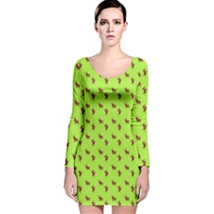 Kawaii Cute Deer Green Long Sleeve Velvet Bodycon Dress by snowwhitegirl