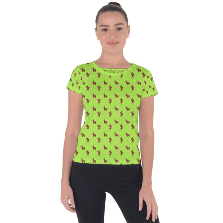 Kawaii Cute Deer Green Short Sleeve Sports Top 