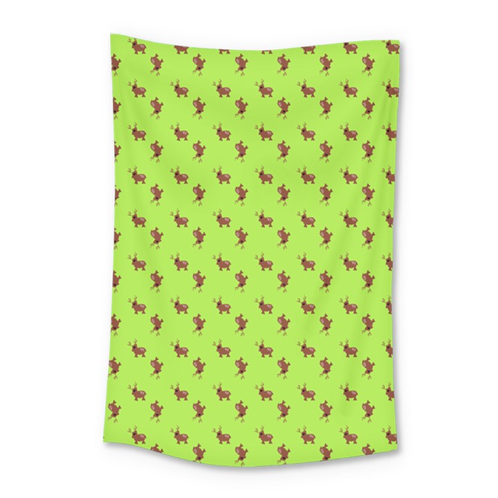 Kawaii Cute Deer Green Small Tapestry