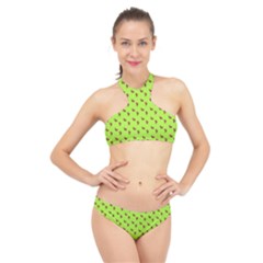 Kawaii Cute Deer Green High Neck Bikini Set by snowwhitegirl