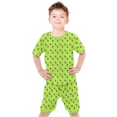 Kawaii Cute Deer Green Kids  Tee And Shorts Set by snowwhitegirl