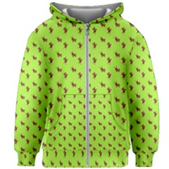 Kawaii Cute Deer Green Kids  Zipper Hoodie Without Drawstring