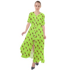 Kawaii Cute Deer Green Waist Tie Boho Maxi Dress by snowwhitegirl