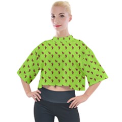 Kawaii Cute Deer Green Mock Neck Tee by snowwhitegirl