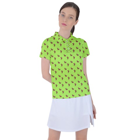 Kawaii Cute Deer Green Women s Polo Tee by snowwhitegirl