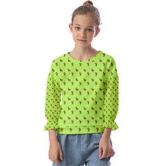 Kawaii Cute Deer Green Kids  Cuff Sleeve Top