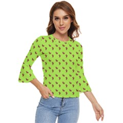 Kawaii Cute Deer Green Bell Sleeve Top