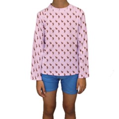 Kawaii Cute Deer Pink Kids  Long Sleeve Swimwear by snowwhitegirl