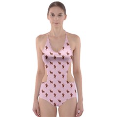 Kawaii Cute Deer Pink Cut-out One Piece Swimsuit by snowwhitegirl