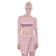 Kawaii Cute Deer Pink Off Shoulder Top With Mini Skirt Set by snowwhitegirl