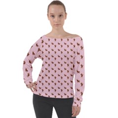 Kawaii Cute Deer Pink Off Shoulder Long Sleeve Velour Top by snowwhitegirl