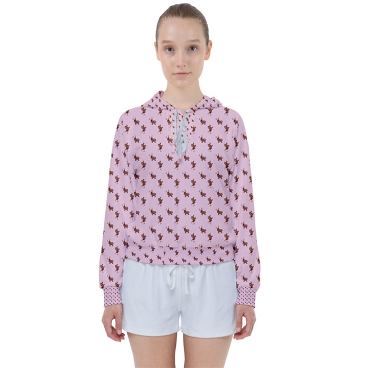 Kawaii Cute Deer Pink Women s Tie Up Sweat