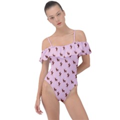 Kawaii Cute Deer Pink Frill Detail One Piece Swimsuit by snowwhitegirl