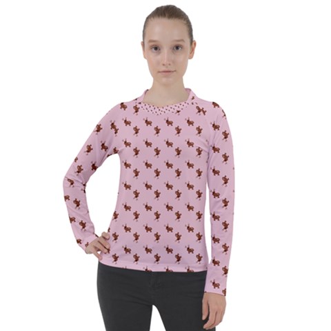 Kawaii Cute Deer Pink Women s Pique Long Sleeve Tee by snowwhitegirl