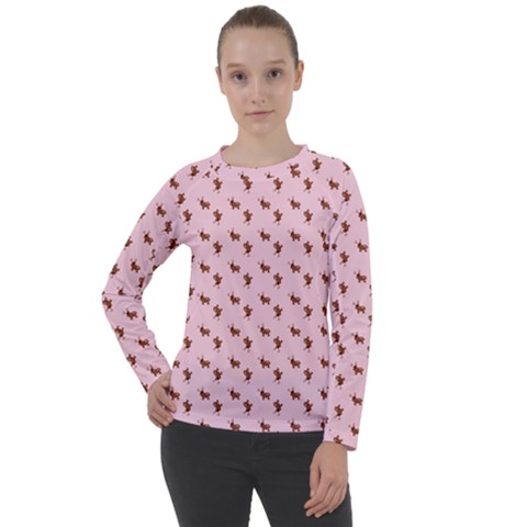 Kawaii Cute Deer Pink Women s Long Sleeve Raglan Tee by snowwhitegirl