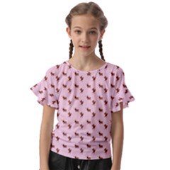 Kawaii Cute Deer Pink Kids  Cut Out Flutter Sleeves by snowwhitegirl