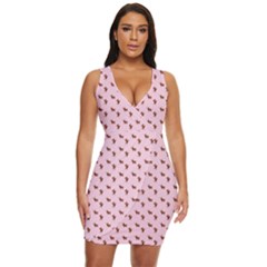 Kawaii Cute Deer Pink Draped Bodycon Dress