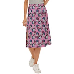 Vintage Floral And Goth Girl Midi Panel Skirt