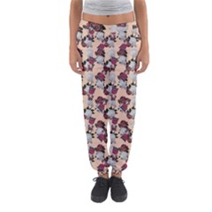 Vintage Floral And Goth Girl Peach Bg Women s Jogger Sweatpants by snowwhitegirl