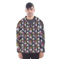 Vintage Floral And Goth Girl Grey Bg Men s Hooded Windbreaker