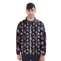 Vintage Floral And Goth Girl Grey Bg Men s Windbreaker