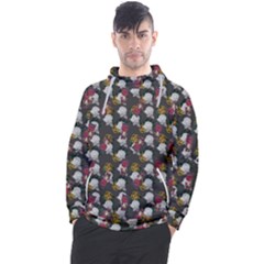 Vintage Floral And Goth Girl Grey Bg Men s Pullover Hoodie