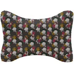 Vintage Floral And Goth Girl Grey Bg Seat Head Rest Cushion