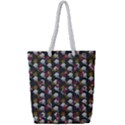 Vintage Floral And Goth Girl Grey Bg Full Print Rope Handle Tote (Small) View1