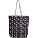 Vintage Floral And Goth Girl Grey Bg Full Print Rope Handle Tote (Small) View2