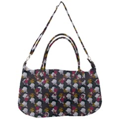 Vintage Floral And Goth Girl Grey Bg Removal Strap Handbag by snowwhitegirl