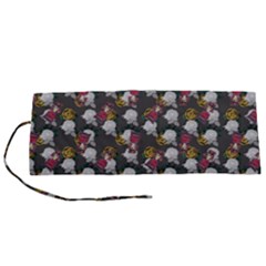 Vintage Floral And Goth Girl Grey Bg Roll Up Canvas Pencil Holder (s) by snowwhitegirl