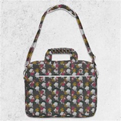 Vintage Floral And Goth Girl Grey Bg Macbook Pro Shoulder Laptop Bag  by snowwhitegirl