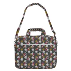 Vintage Floral And Goth Girl Grey Bg Macbook Pro Shoulder Laptop Bag (large) by snowwhitegirl