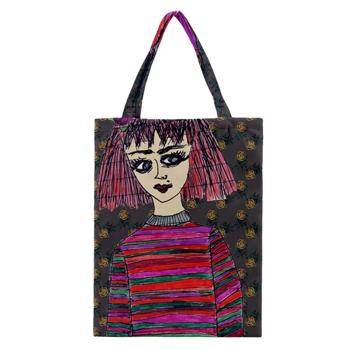 Floral Band Goth Girl Grey Bg Classic Tote Bag